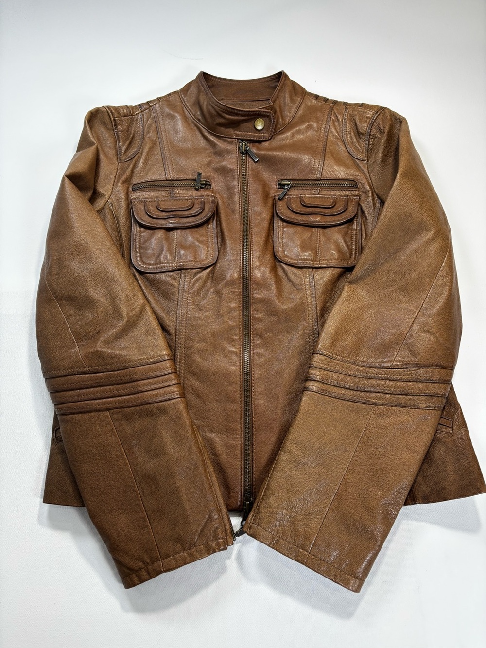 Boston Proper Brown Moto-Style Leather Jacket